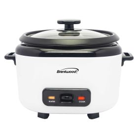 Brentwood 10-Cups Cooked Rice Cooker in White with Steam Tray