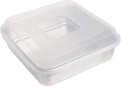 Natural Aluminum Commercial Square Cake Pan with Lid, Exterior 9.88 x 9.88 Inches