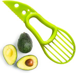 3-in-1 Avocado Slicer, Pitter and Fruit Cutter Tool - Ergonomic Comfort Grip, Eco-Friendly BPA-Free Plastic Blade for Safe Splitting & Slicing